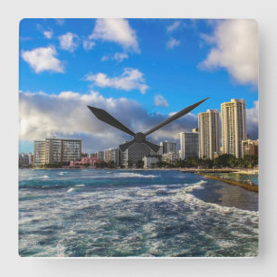 Waikiki Hawaii Wall Clock Vierkante Klok