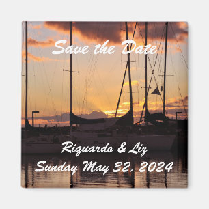 Waikiki Sunset Harbor Save the Date Wedding Magnet Magneet