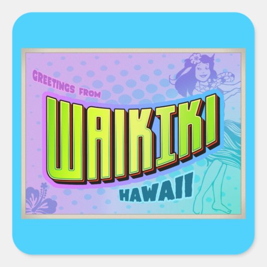 WAIKIKI VIERKANTE STICKER (Voorkant)