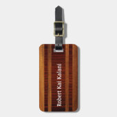 Waikokos Hawaiian Faux Wood Surfboard Monogram Bagagelabel (Voorkant verticaal)