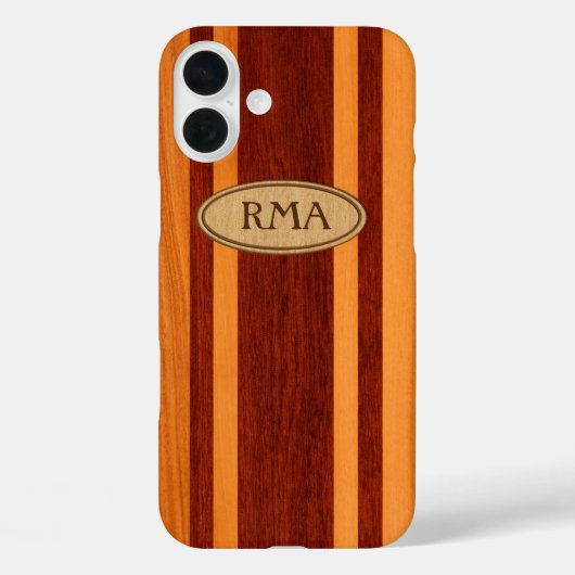 Waikokos Hawaiian Faux Wood Surfboard Monogram Case-Mate iPhone Case (Achterkant)