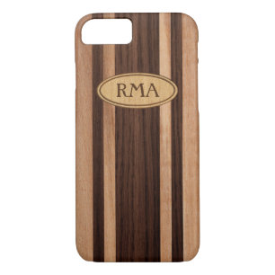 Waikokos Hawaiian Faux Wood Surfboard Monogram iPhone 8/7 Hoesje