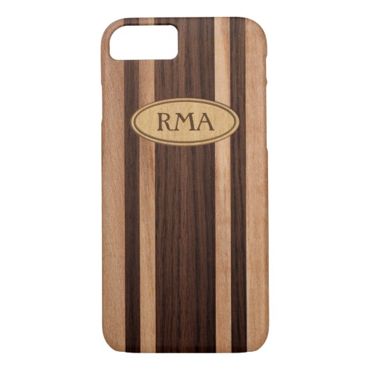 Waikokos Hawaiian Faux Wood Surfboard Monogram Case-Mate iPhone Case (Achterkant)