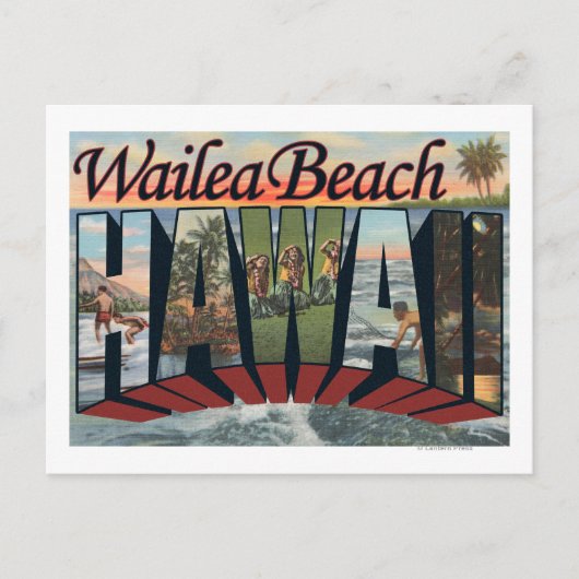 Wailea Beach, Hawaii - grote letterscènes Briefkaart (Voorkant)