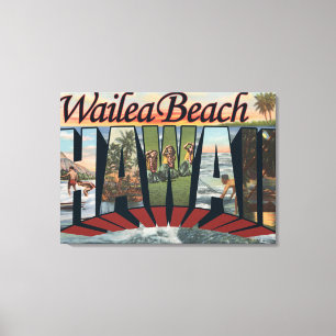 Wailea Beach, Hawaii - grote letterscènes Canvas Afdruk