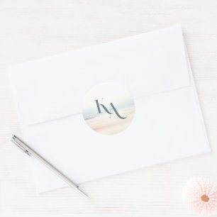 Wailea Bruiloft Monogram Ronde Sticker