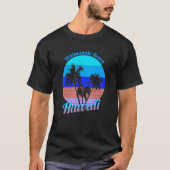 Waimanalo Beach Hawaï Retro tropische palmbomen V T-shirt (Voorkant)