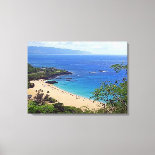 Waimea Bay, Oahu, Hawaii Canvas Afdruk (Voorkant)
