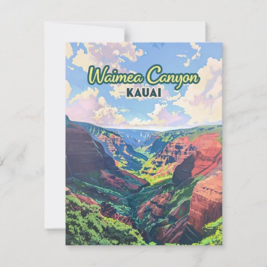 Waimea Canyon Kauai Hawaii Landschap Retro Kaart (Voorkant)