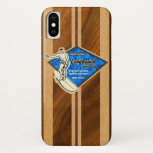 Waimea Surfboard Hawaiaanse namaak Koa hout blauw iPhone X Hoesje