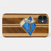 Waimea Surfboard Hawaiian Faux Koa Wood Blue Case-Mate iPhone Case (Achterkant (horizontaal))