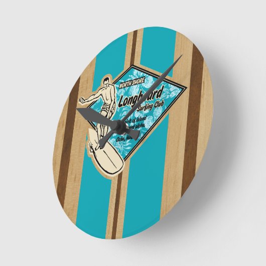 Waimea Surfboard Hawaiian Horloge murale (Angle)