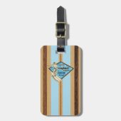 Waimea Surfboard Hawaiian Striped Faux Wood Bagagelabel (Voorkant verticaal)