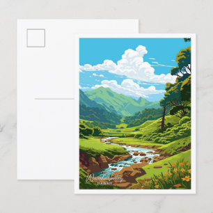 Waimea Valley Hawaii Travel Illustratie Briefkaart