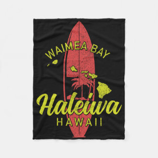 Waimea Y Haleiwa Hawaii Surf Board Surfing Surfer  Fleece Deken