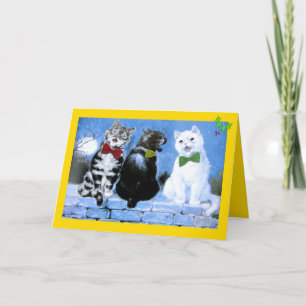 Wain Christmas Cats Choir Art Feestdagen Kaart