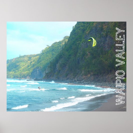 Waipio Valley Big Island Hawaii kite board poster (Voorkant)