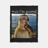 Wait I'm Goated Funny Thinking Monkey Meme Brainro Fleece Deken (Voorkant)