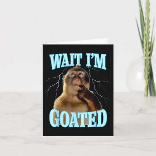 Wait I'm Goated Funny Thinking Monkey Meme Brainro Kaart (Voorkant)