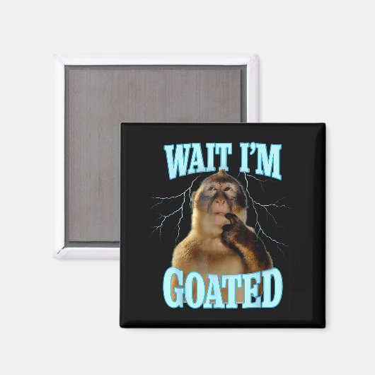 Wait I'm Goated Funny Thinking Monkey Meme Brainro Magneet (Voorkant / Achterkant)