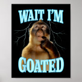 Wait I'm Goated Funny Thinking Monkey Meme Brainro Poster (Voorkant)