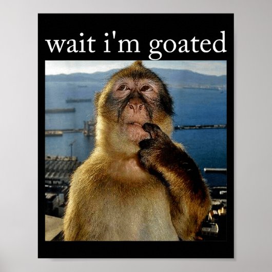 Wait I'm Goated Funny Thinking Monkey Meme Brainro Poster (Voorkant)