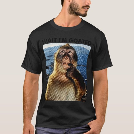 Wait I'm Goated Y2k Funny Thinking Monkey Meme Bra T-shirt (Voorkant)