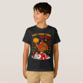 Wait Your Turn Fat Boy Turkey Santa Thanksgiving C T-shirt (Voorkant volledig)