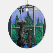 waiting for santa dog  keramisch ornament (Links)