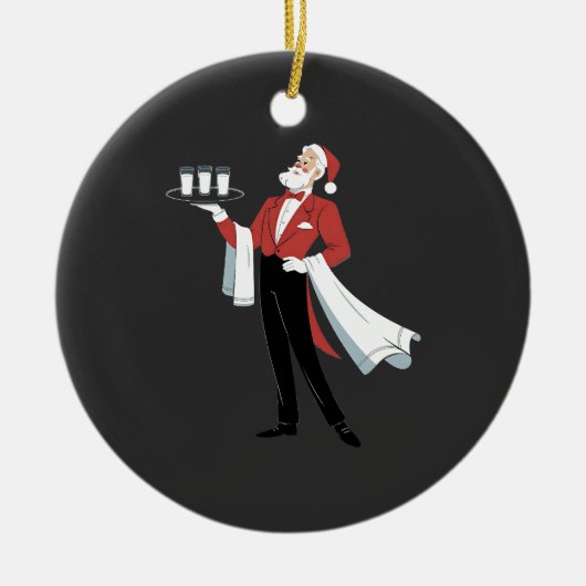 Waitress Christmas Santa Server Xmas Keramisch Ornament (Voorkant)