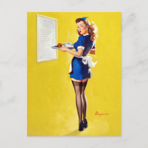 Waitress omhoog briefkaart