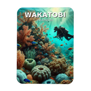 Wakatobi Indonesia Scuba Diver Magneet