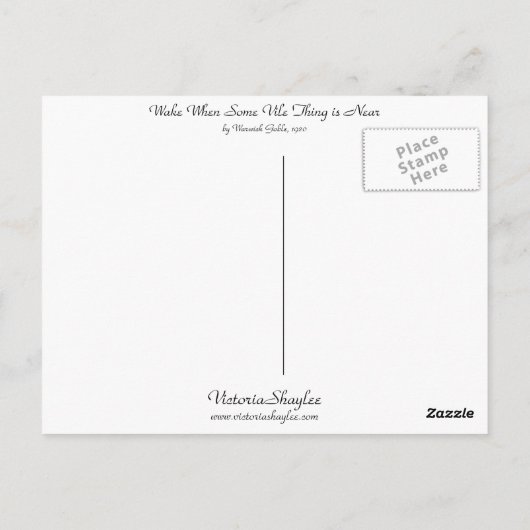 Wake als er iets mis is briefkaart (Achterkant)