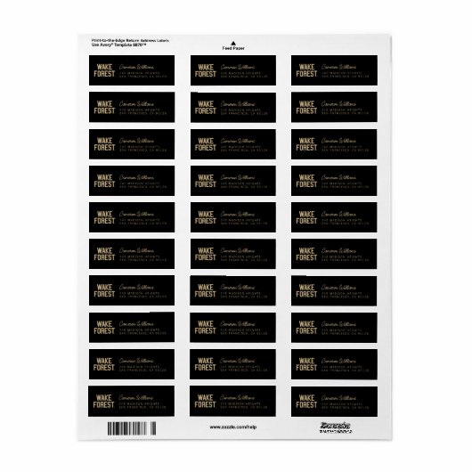 Wake Forest-universiteit | Wake Forest Etiket (Full Sheet)