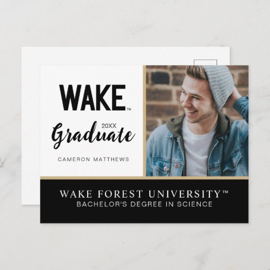 Wake Forest-universiteit | Wake Wordmark Aankondigingskaart (Voorkant / Achterkant)