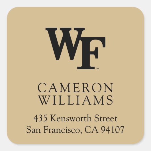Wake Forest-universiteit | WF Vierkante Sticker (Voorkant)