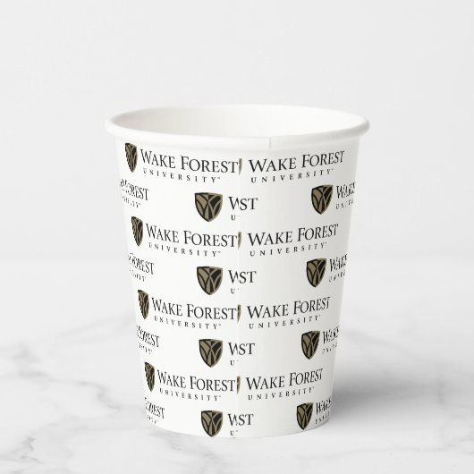 Wake Forest University Wordmark Papieren Bekers (Rechts)