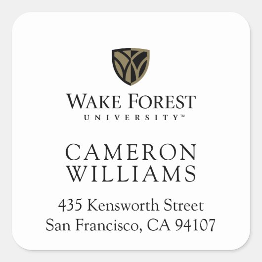 Wake Forest University Wordmark Vierkante Sticker (Voorkant)