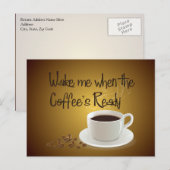 Wake me als de koffie klaar is briefkaart (Voorkant / Achterkant)