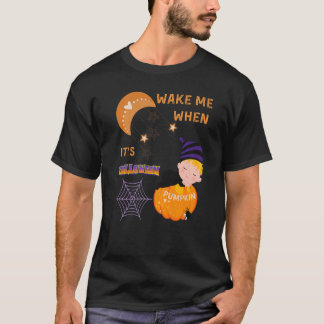 Wake Me When Its Halloween Cute Pumpkin Sleeping K T-shirt