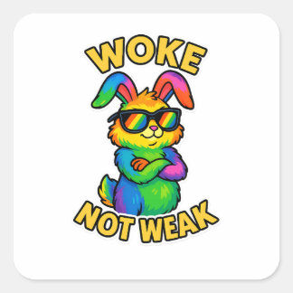 Wake niet zwak konijn vierkante sticker