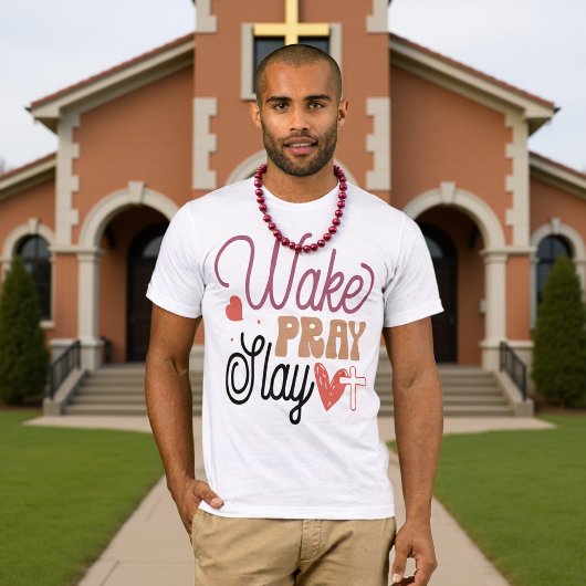 Wake Pray Slay Christian Motivational Tee T-shirt