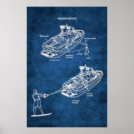 Wake Surfen Patent Art Print nr. 1 (Voorkant)