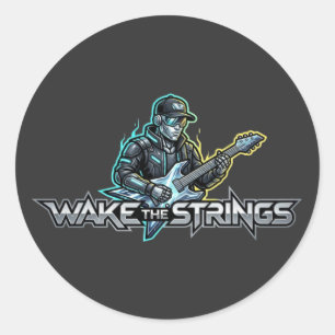 Wake The Strings Retro Future Kunst Ronde Sticker