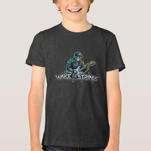 Wake The Strings Retro Future Kunst Tri-Blend Shirt (Voorkant)