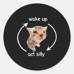 Wake Up Act Gekke _ Huilende Banaan Cat Meme Ronde Sticker