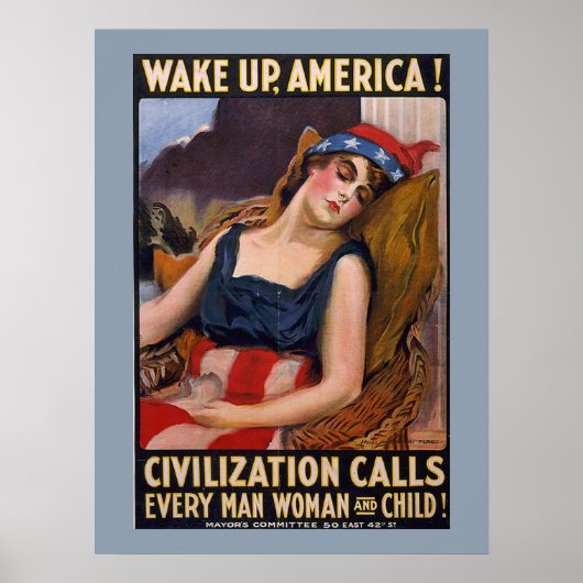 Wake Up America 1917 Lady Liberty Poster (Voorkant)