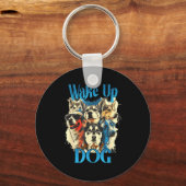Wake Up And Hug A Dog, Funny Motivation Dog Quote, Sleutelhanger (Voorkant)