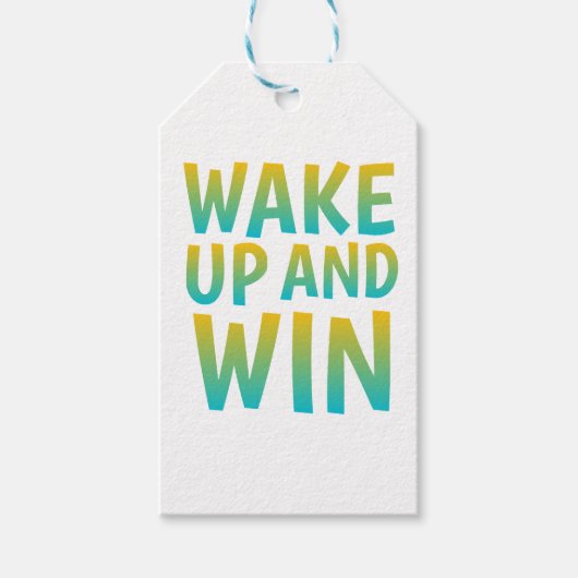 Wake Up and Win Motivational Typography Cadeaulabel (Voorkant)