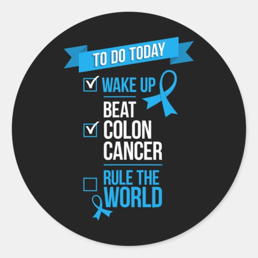 Wake Up Beat Colon Cancer Rule De Wereld 1 Ronde Sticker (Voorkant)